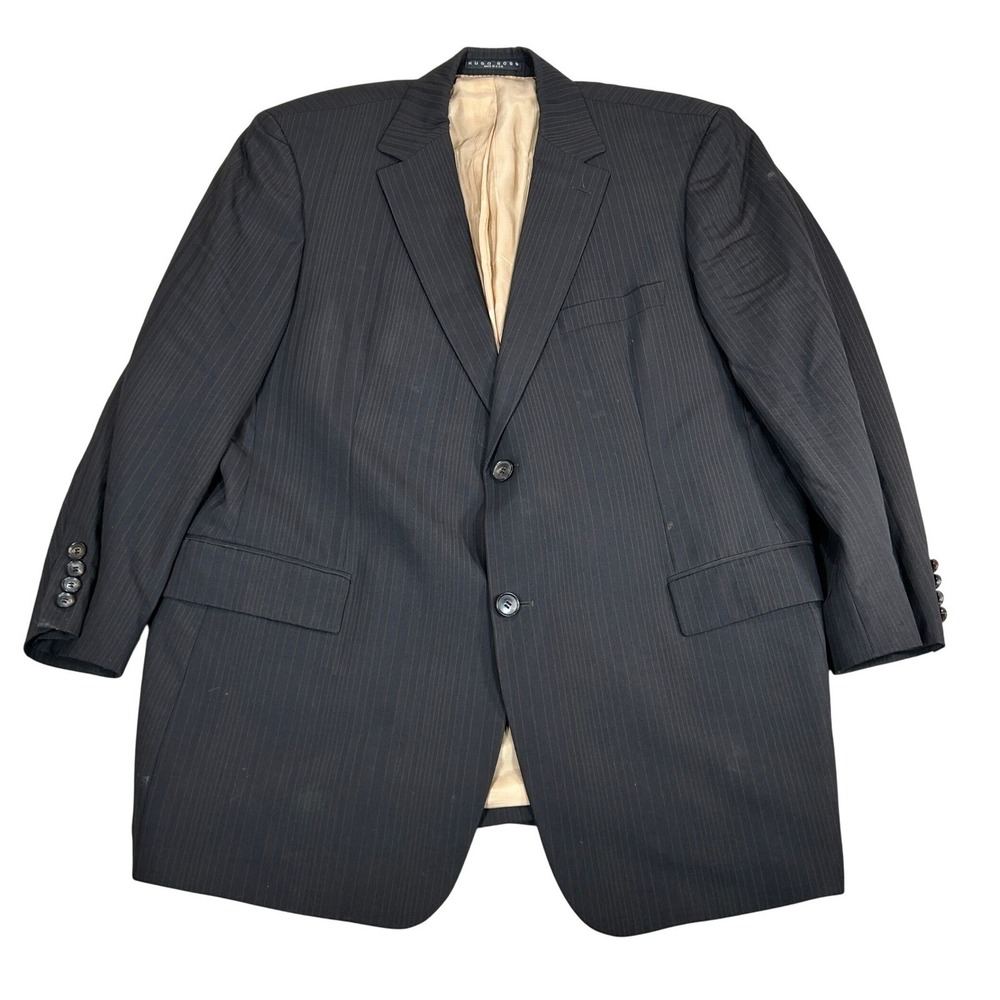 Hugo Boss Bertolucci Cinemau Mens 46R Pinstripe Wool Blazer Sport Coat Gray USA